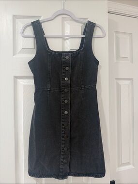 Urban Outfitters Black Denim Button-Front mini Dress